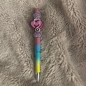 Colorful Gradient Pen with Purple Heart Charm